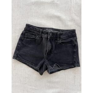 American Eagle Hi Rise Shortie Size 0 Black Denim Shorts